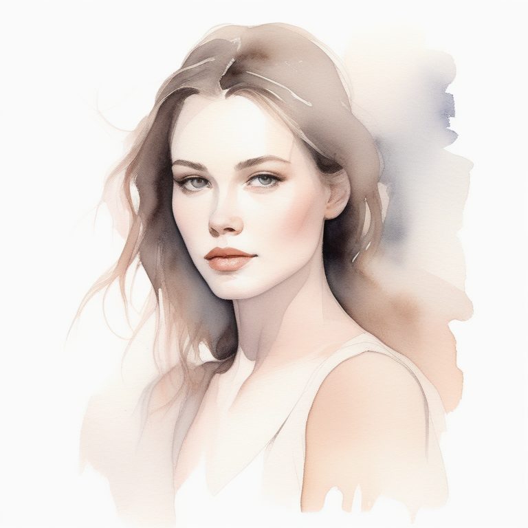 柔美极简水彩女孩肖像