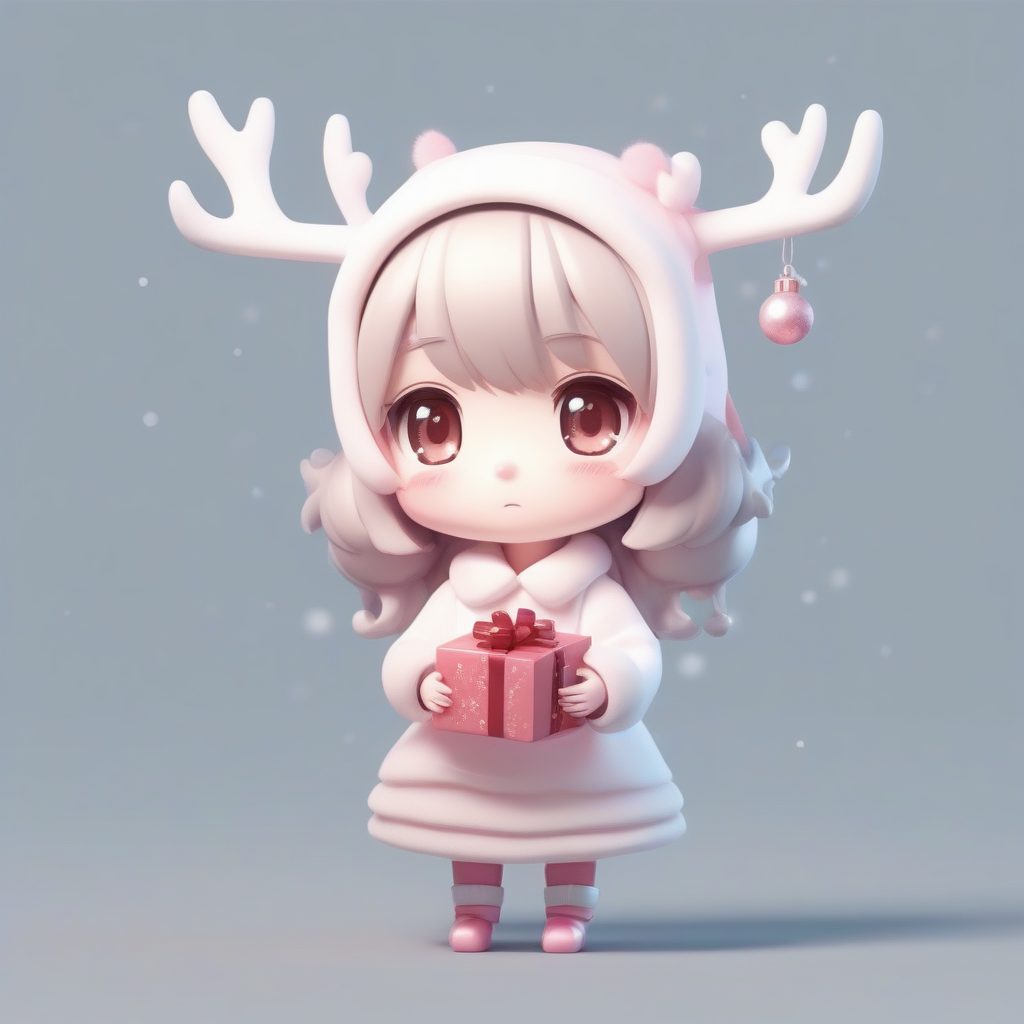 柔美系:害羞送礼的Q版麋鹿少女,电影感柔焦光提示词 1 柔美系:害羞送礼的Q版麋鹿少女,电影感柔焦光提示词