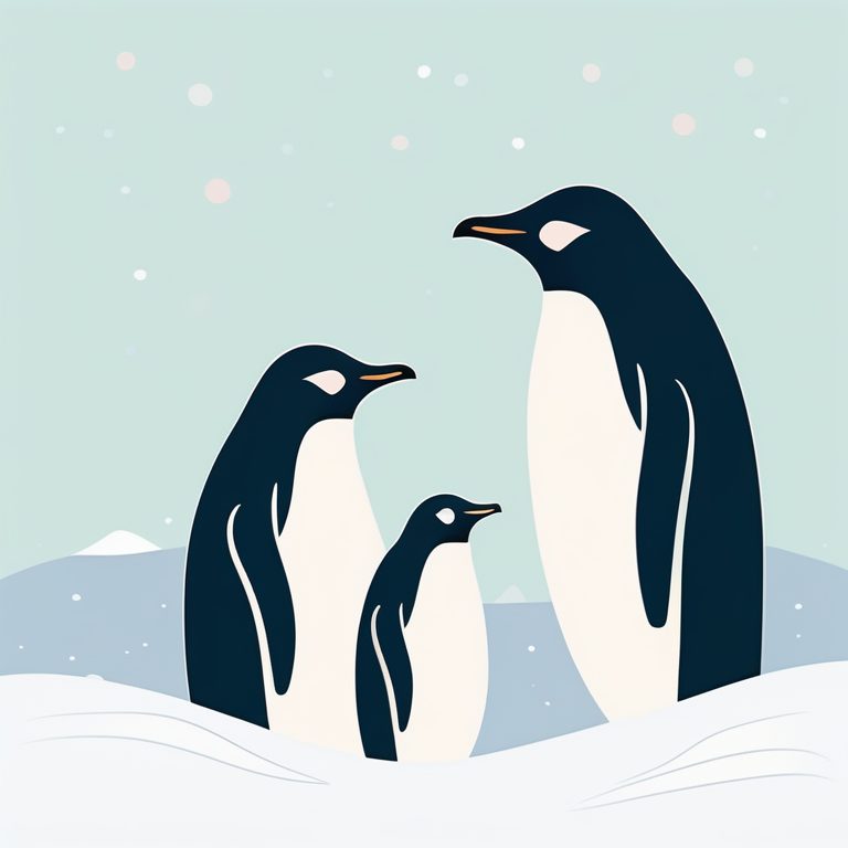柔软极简风格极地企鹅家族