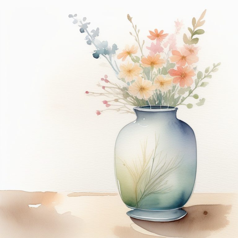 柔软温和日系水彩风小花瓶