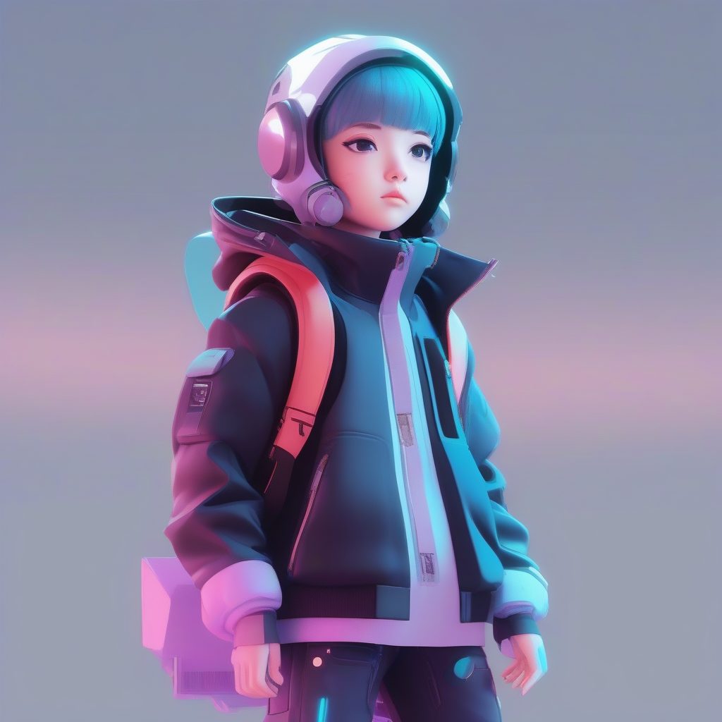 如何用AI绘制未来感潮流 Chibi Girl？全身站立、8K高细节极简风格教程