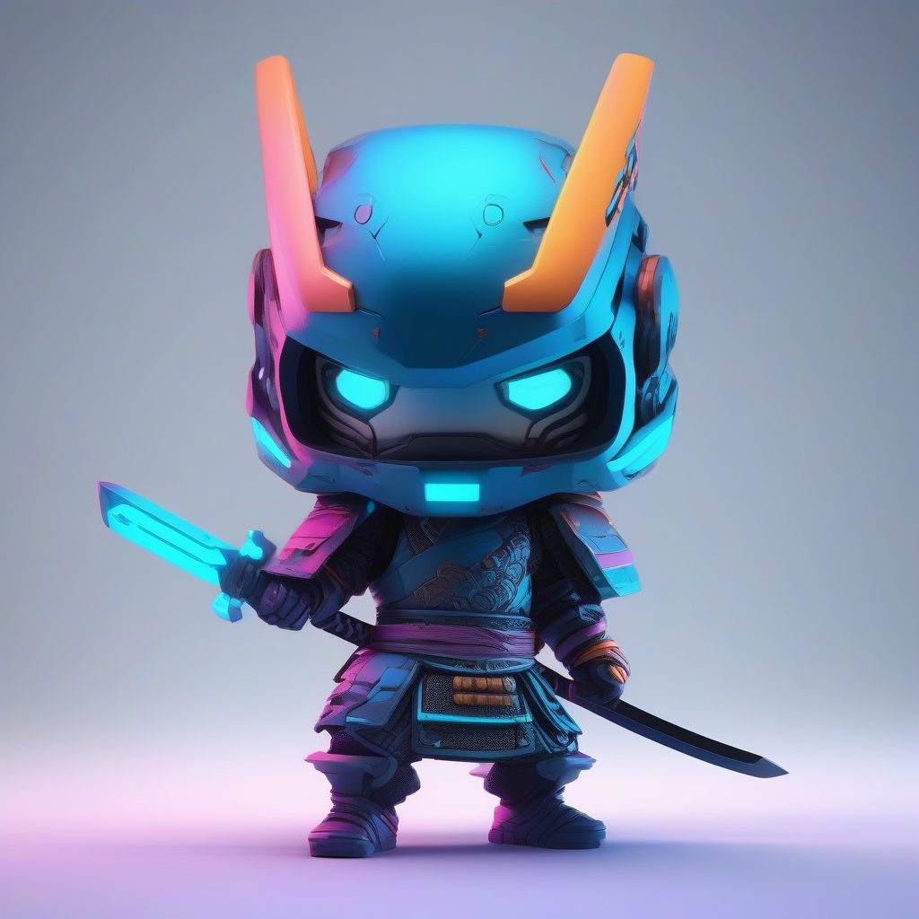 如何用AI生成【赛博武士Q版盲盒手办】?C4D粘土质感全身站立提示词 47 如何用AI生成【赛博武士Q版盲盒手办】?C4D粘土质感全身站立提示词