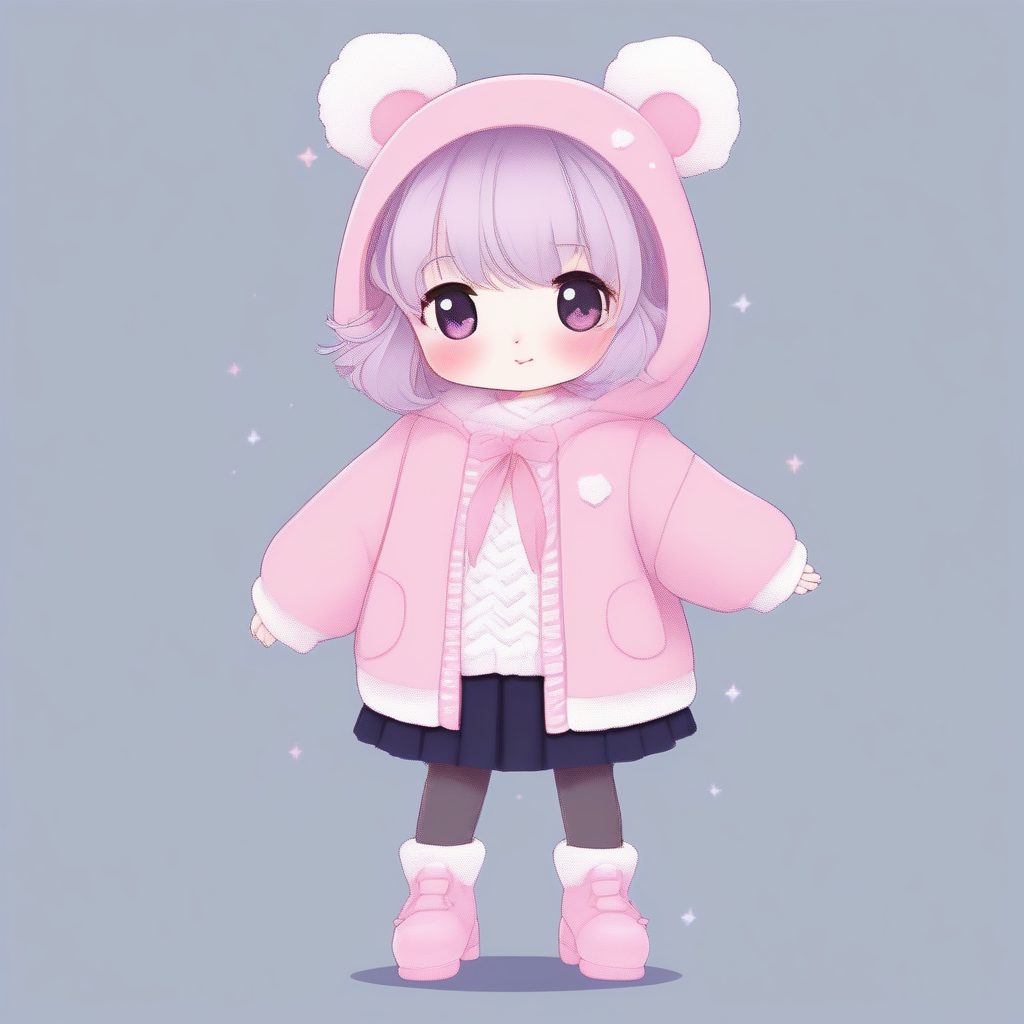 软妹甜心Q版人物：极致柔和光影下的治愈系全身像