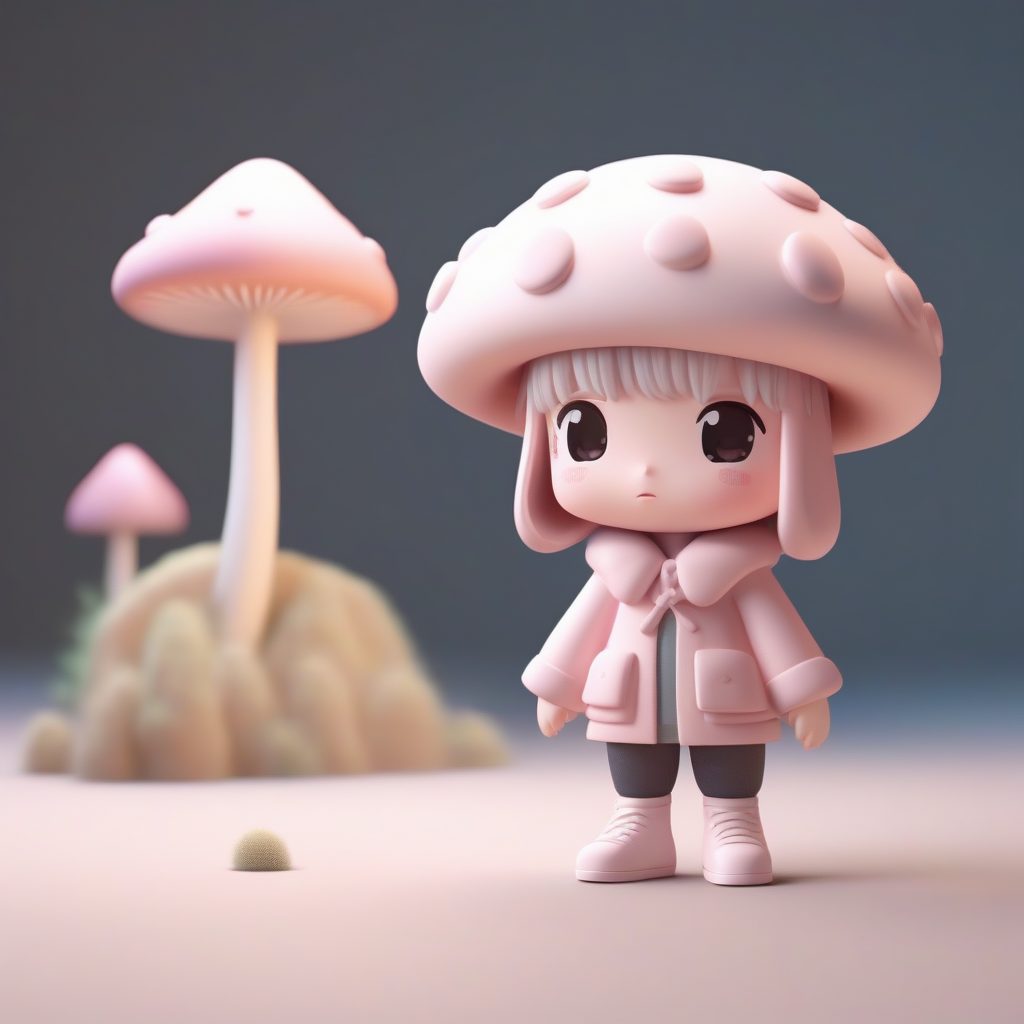 软萌粉色蘑菇精灵:Kawaii Chibi风格全身照,3D盲盒手办渲染秘籍 40 软萌粉色蘑菇精灵:Kawaii Chibi风格全身照,3D盲盒手办渲染秘籍