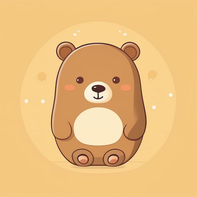 软萌极简插画风格单独小熊