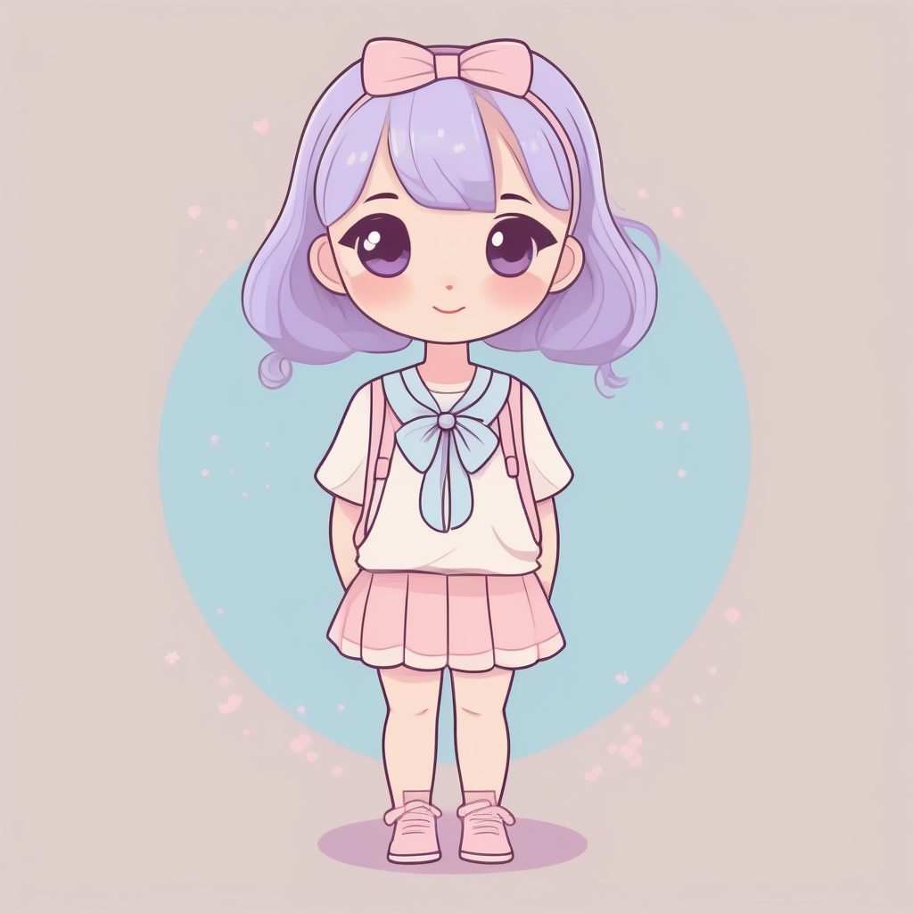 软萌治愈系：手绘风格Q版女孩全身图AI提示词