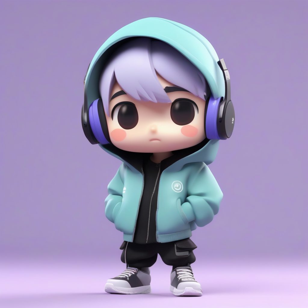 软粘土质感Q版少年：可爱银发街头风盲盒角色卡