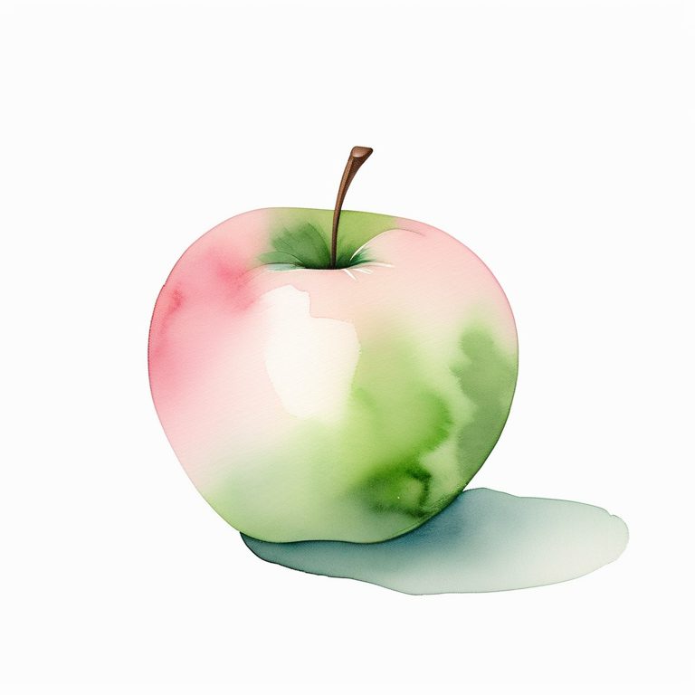 软糯粉彩极简风苹果水彩插画
