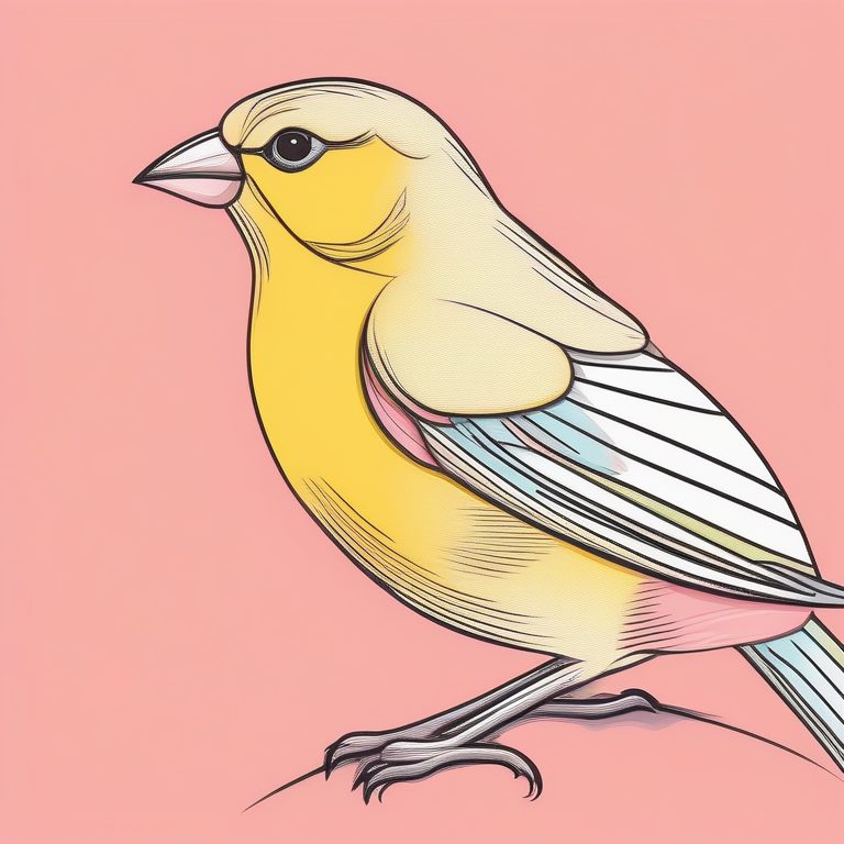 软糯粉彩极简主义插画——一只金丝雀