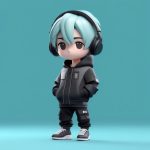 赛博潮酷Q版盲盒:银发少年街头风3D站立手办渲染 7 sai bo chao ku q ban mang he yin fa shao nian jie tou feng 3d zhan li shou ban xuan ran