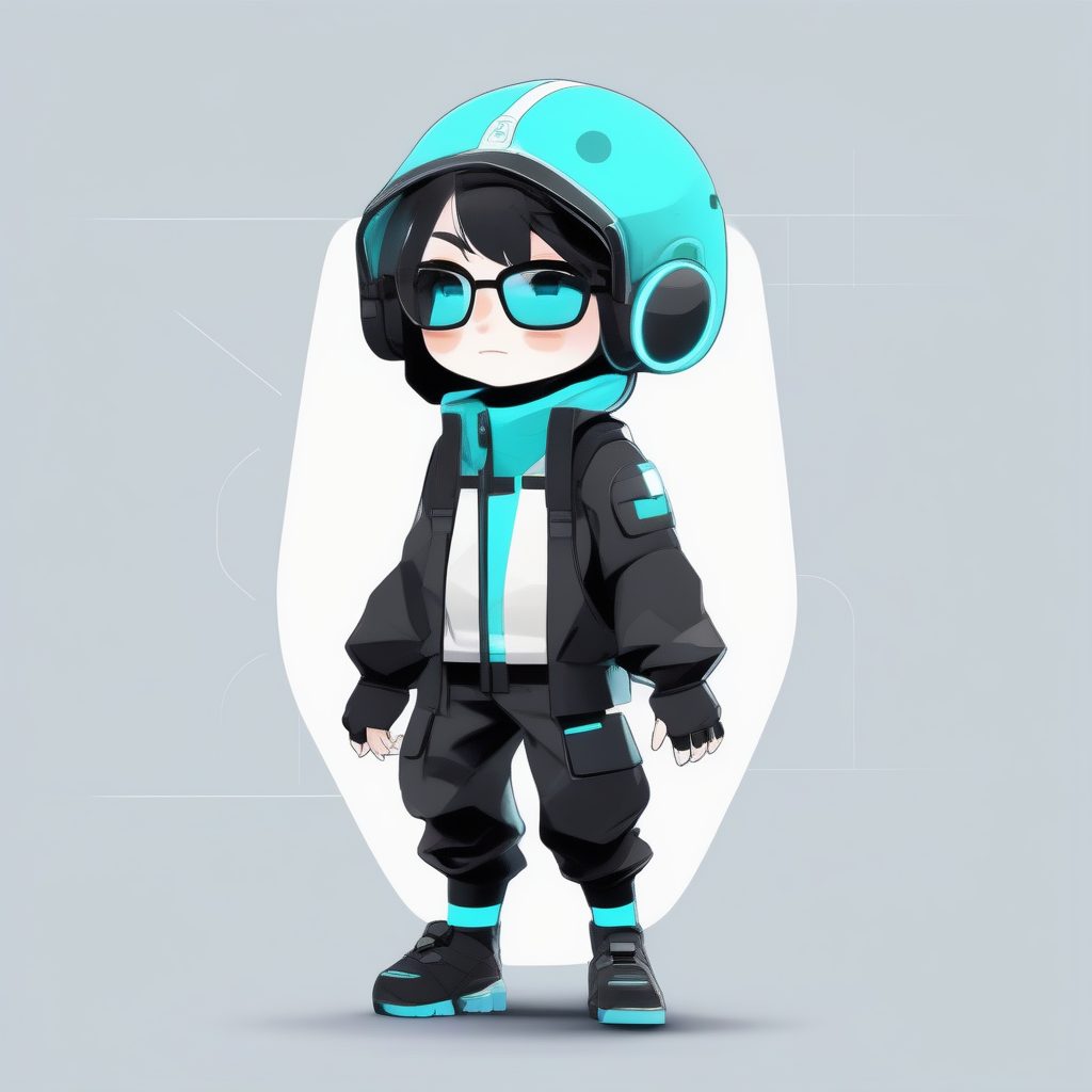 赛博潮流Q版角色：高细节光追下的未来感全身立绘