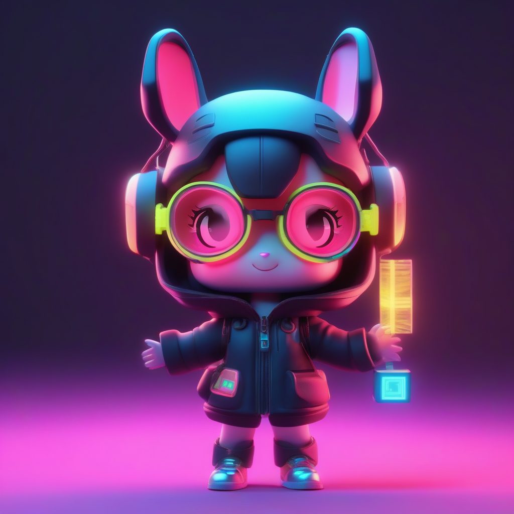 赛博朋克：霓虹夜行Q版兔耳娘高精度C4D模型