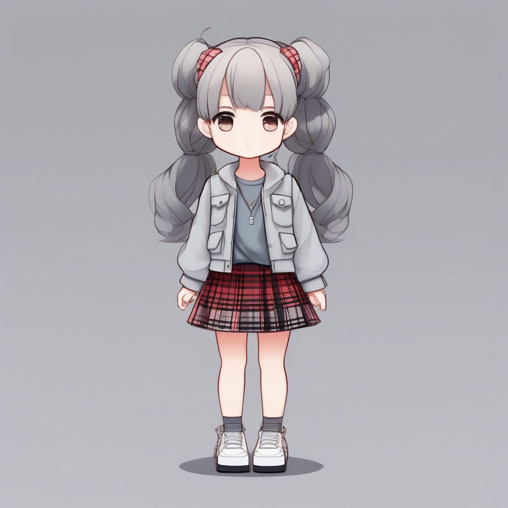 赛璐珞风:极简软朋克Q版女孩,粗线条与纯色块构图AI提示词 9 赛璐珞风:极简软朋克Q版女孩,粗线条与纯色块构图AI提示词