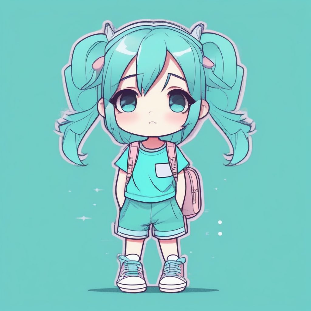 赛璐珞蒸汽波：低饱和度Q版时尚几何女孩肖像