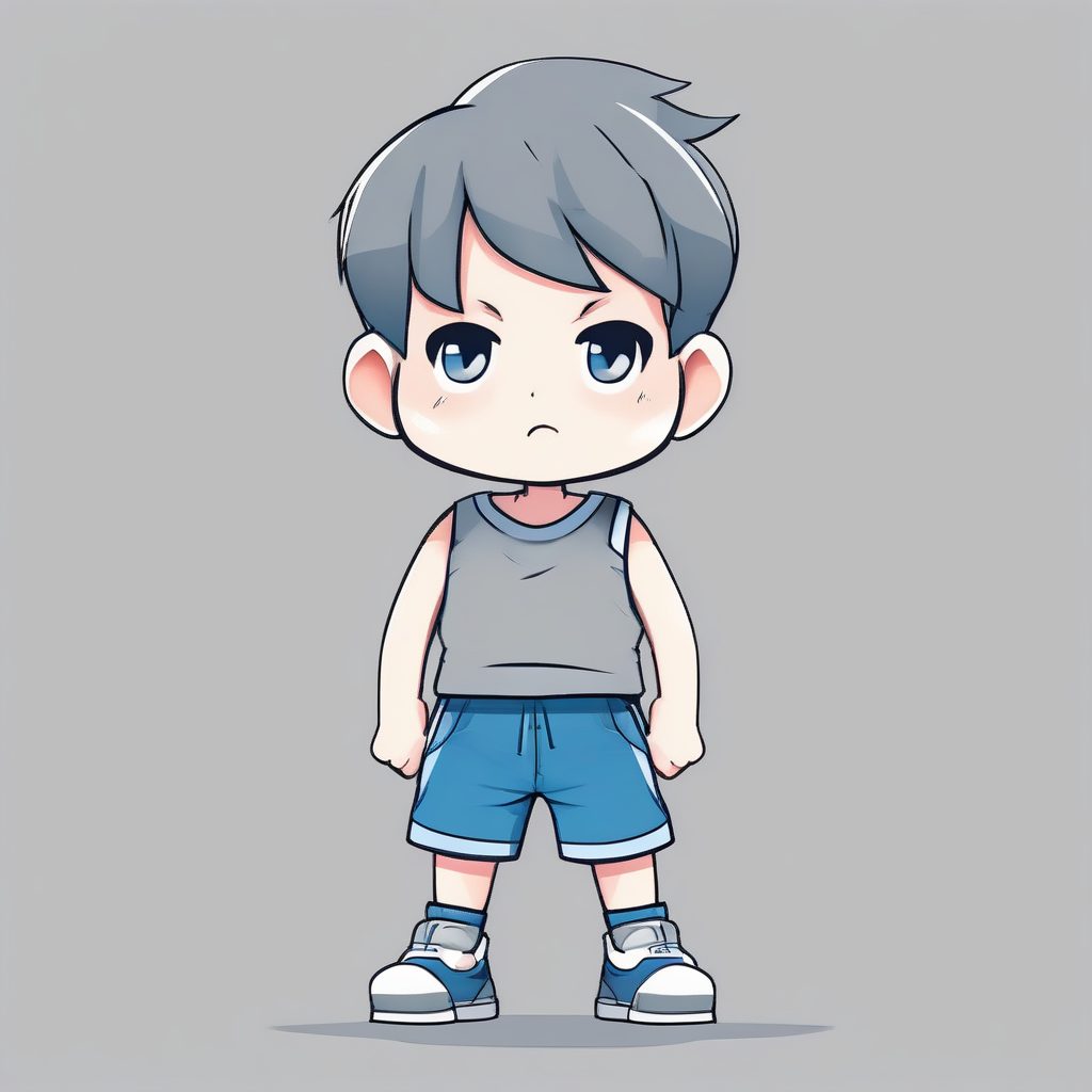 极简Q版卡哇伊灰色背心动漫男孩