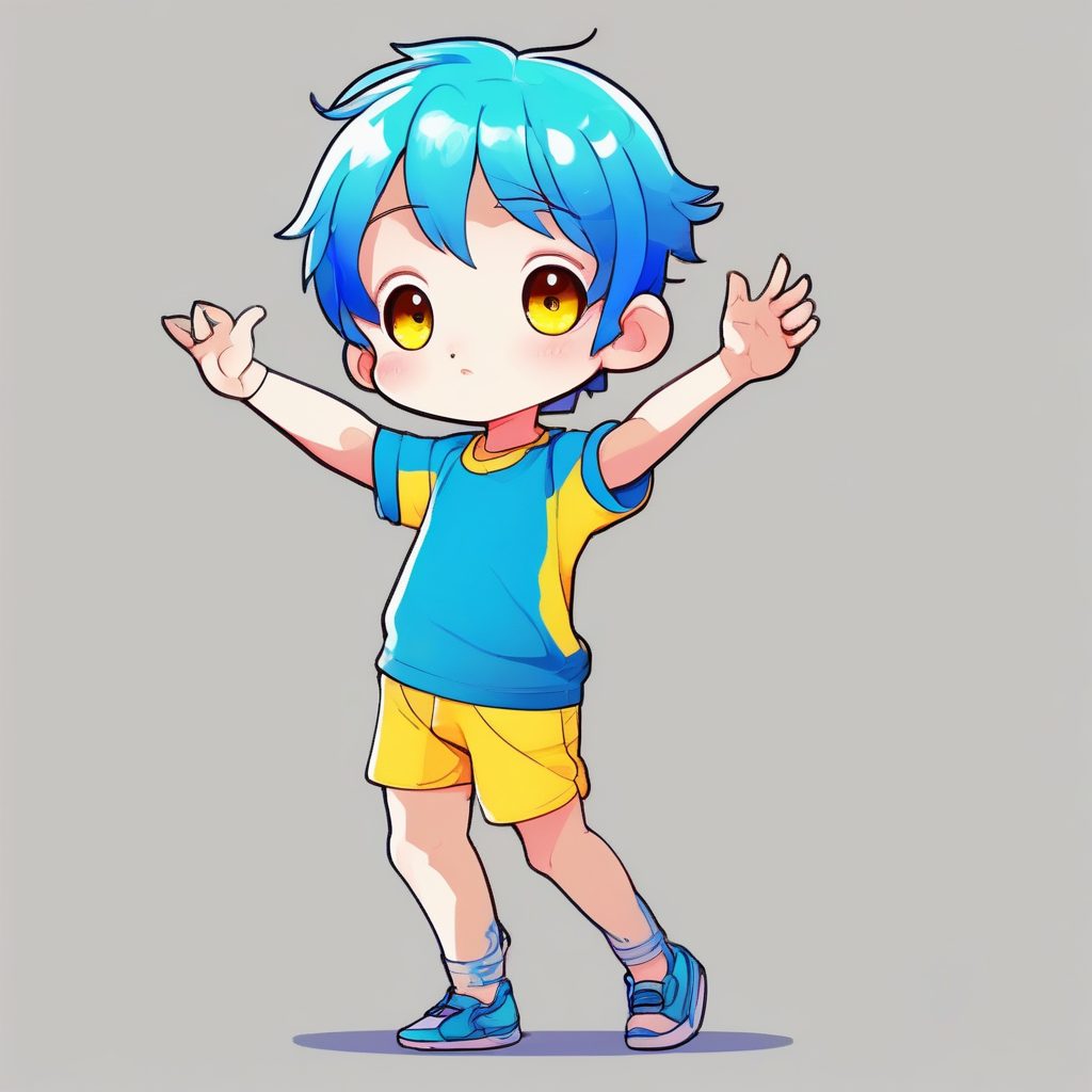 极简卡哇伊动漫风格：一位笑脸Q版男孩