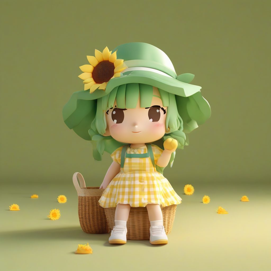 卡哇伊向日葵野餐Q版角色3D粘土设计