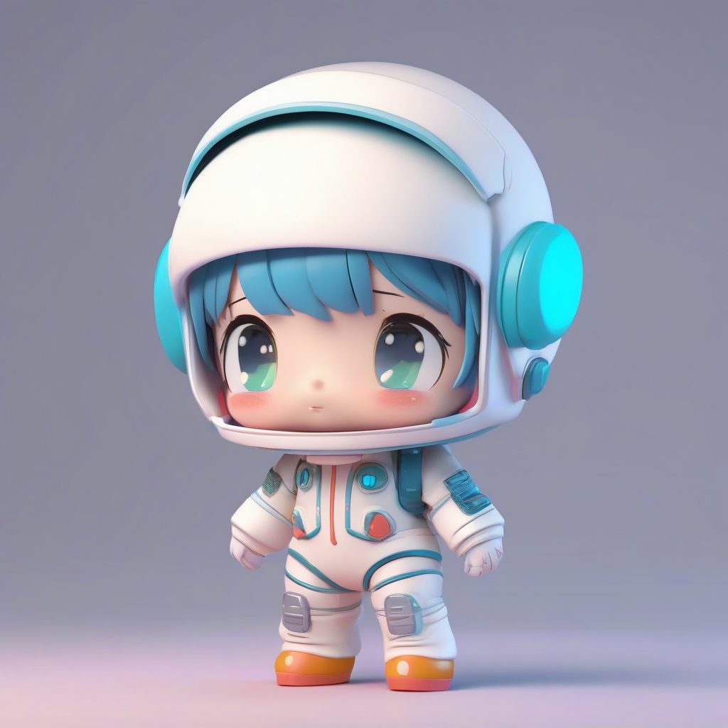 极简Q版宇航员女孩3D渲染鲜艳盲盒
