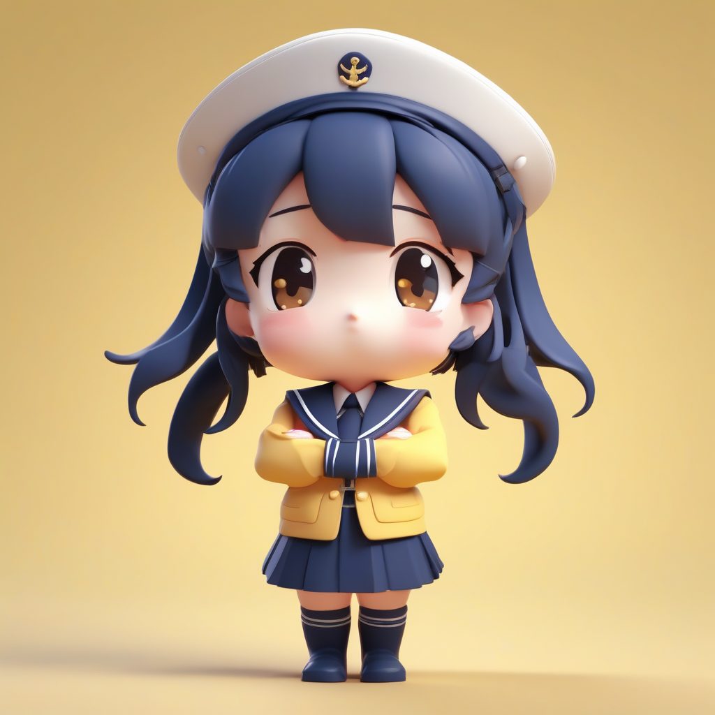 慵懒水手服极简Q版女孩粘土模型Octane渲染