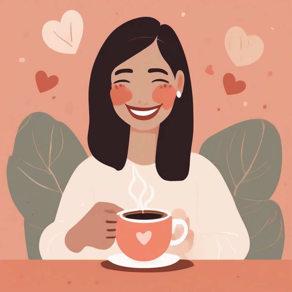 温馨咖啡馆极简插画人物肖像