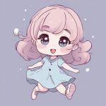 梦幻粉蓝:极简涂鸦风Q版女孩高高跳起全身提示词 6 sd 1763955455