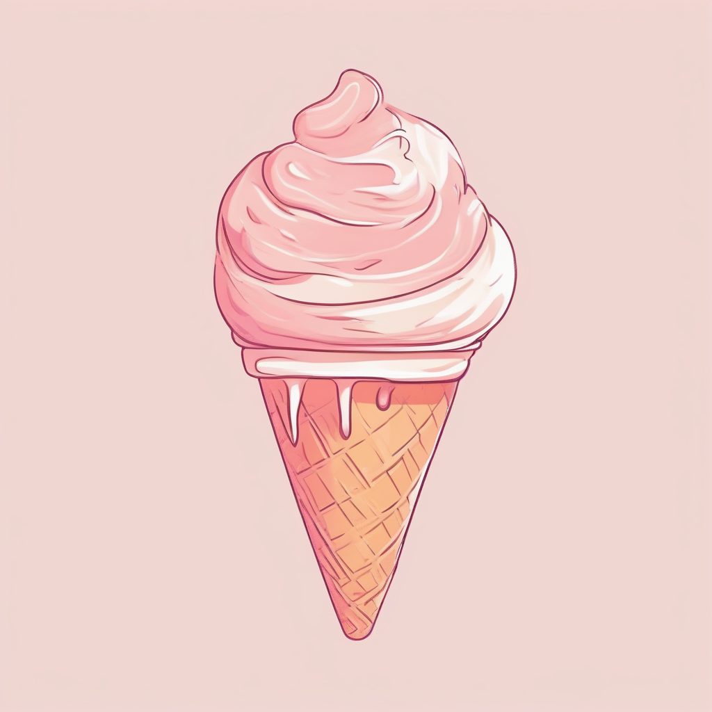 甜美涂鸦:粉色冰淇淋蛋筒,干净纯白背景突出主题 1 sd 1763969854