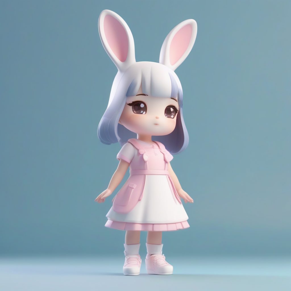 【Midjourney/SD】超萌Q版兔耳娘：Pop Mart盲盒手办风格3D粘土渲染教程
