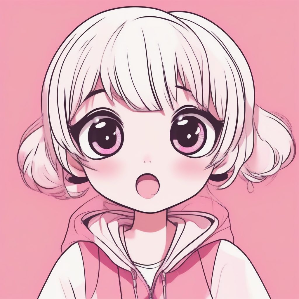 SD风格极致可爱赛璐珞少女：泡泡糖粉背景