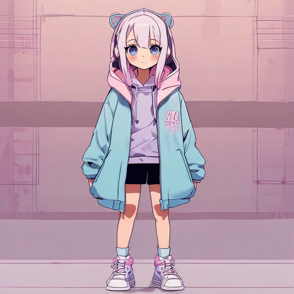 AI绘画教程:街头潮流Q版女孩全身立绘,8K高清纯色背景提示词(Midjourney/SD通用)