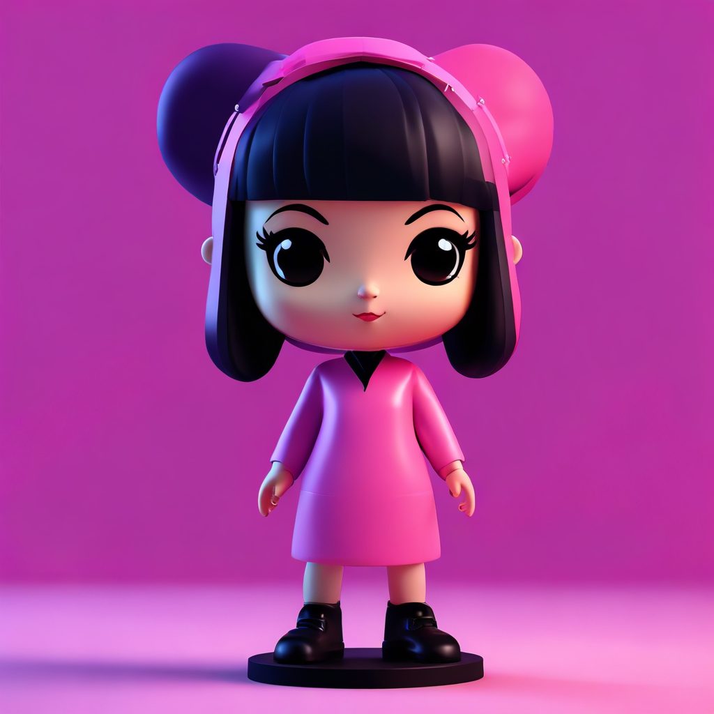 SD生成潮酷Q版旗袍娃娃：3D泡泡玛特风格的未来感少女角色模型渲染