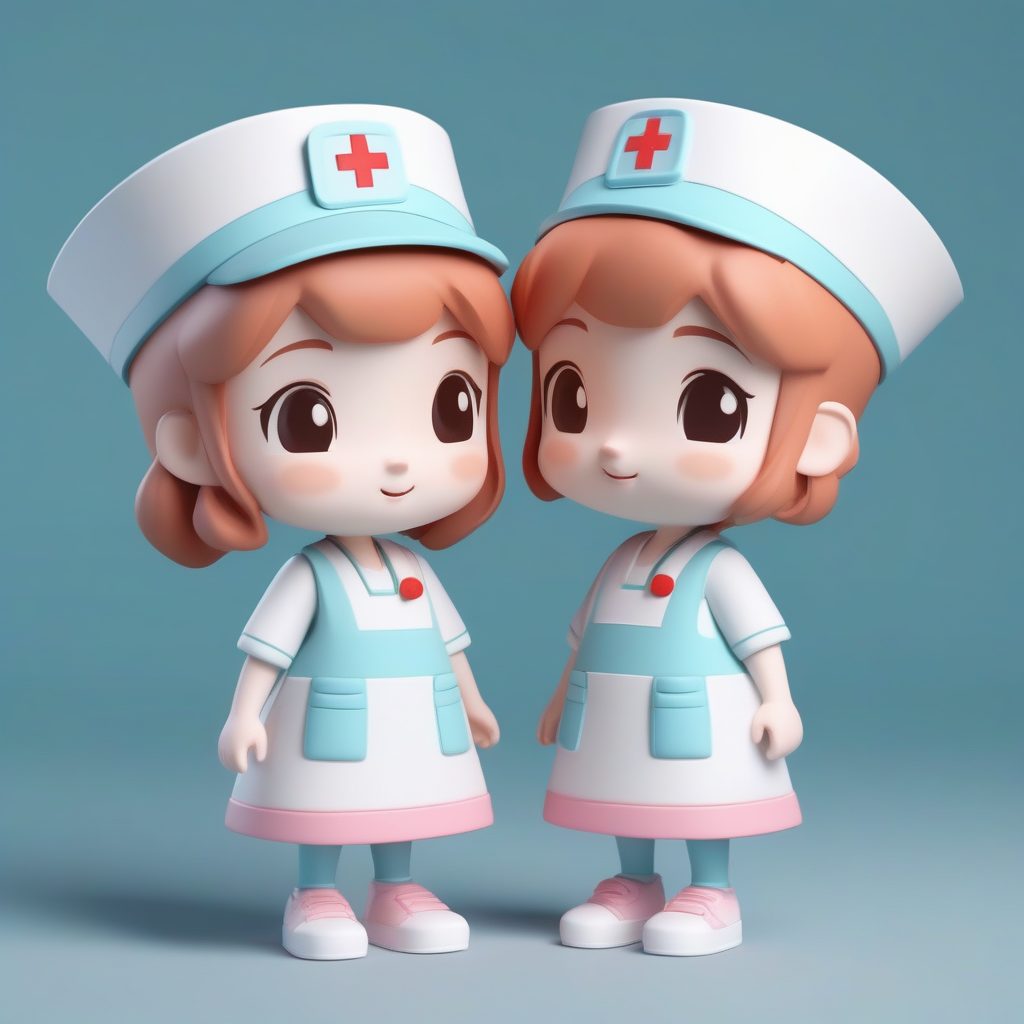 Midjourney/SD Q版护士提示词：3D模型全身站立，打造治愈系Pop Mart手办