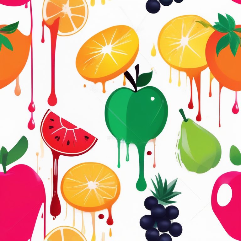 色块滴彩美食插画