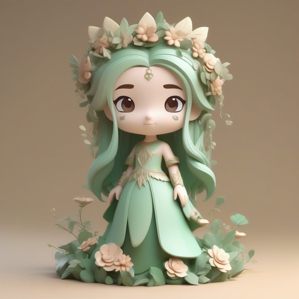 森林精灵：马卡龙色调治愈系Q版公主3D渲染提示词