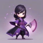 扇舞轻功:极简Q版冷艳女侠全身像,纯色背景特写AI绘图提示 6 shan wu qing gong ji jian q ban leng yan nyu xia quan shen xiang chun se bei jing te xie ai hui tu