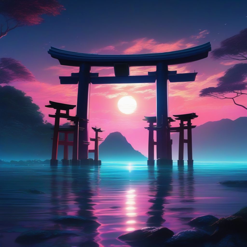 深海中的神祇：生物荧光照亮水下鸟居神社