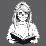 深灰色纯背景下的极简女孩:戴眼镜阅读全身图 4 shen hui se chun bei jing xia de ji jian nyu hai dai yan jing yue du quan shen tu