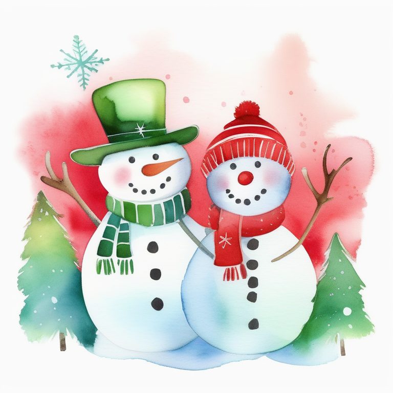 圣诞儿童水彩贺卡插画