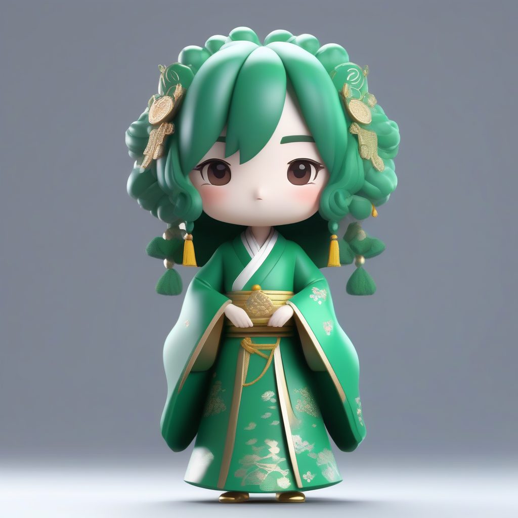 盛唐优雅：8K高细节Q版宫廷贵女3D渲染全身站立图