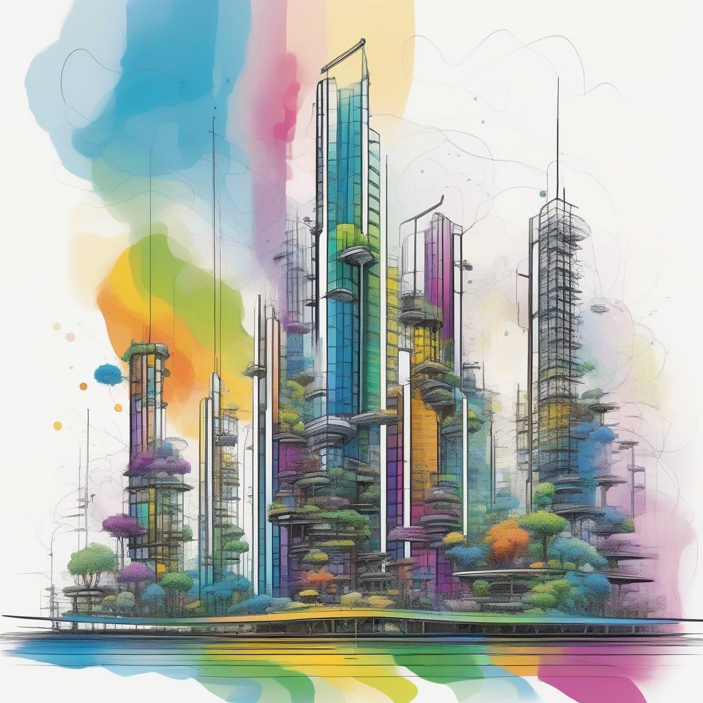 生物未来：垂直农场的几何线稿设计