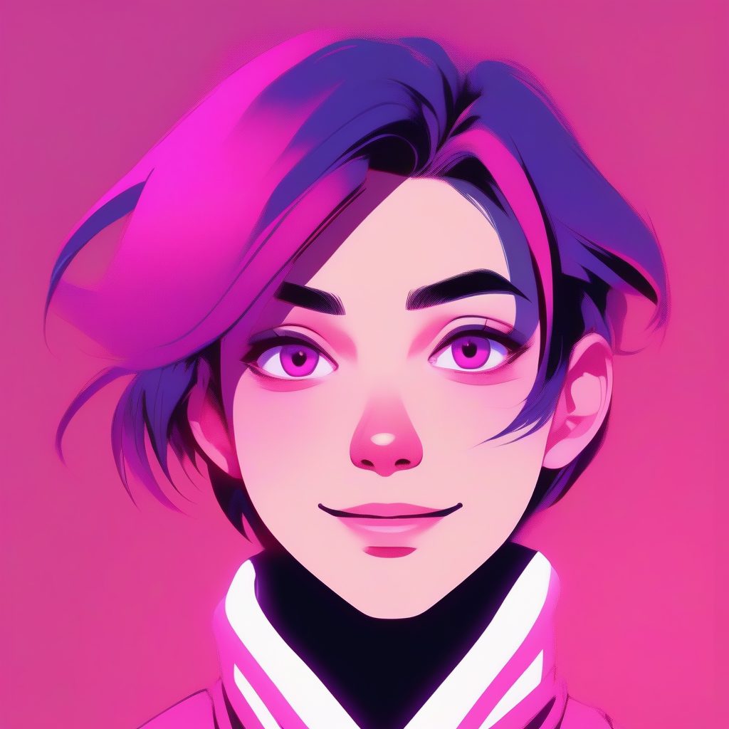 视觉冲击:霓虹光影下的调皮微笑女孩 (纯洋红色背景) 1 视觉冲击:霓虹光影下的调皮微笑女孩 (纯洋红色背景)