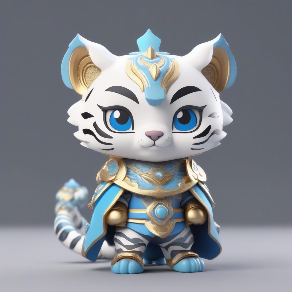 石窟守护神兽Q版：可爱威严的白虎神兽3D全身设计