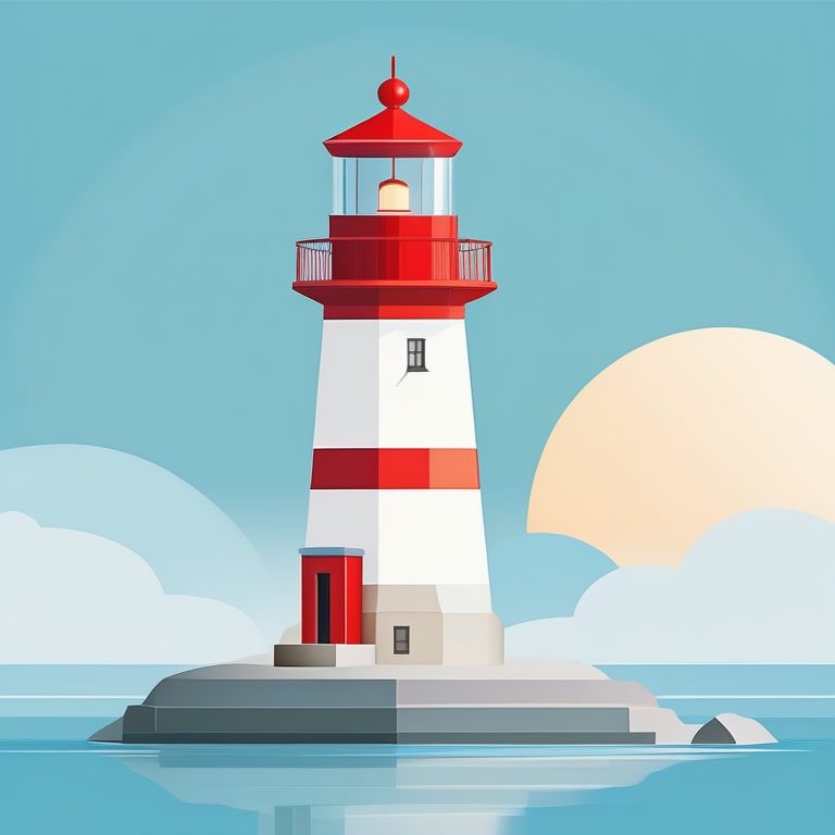 矢量极简·建筑插画·一座灯塔·清新构图