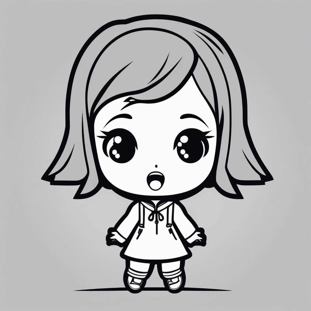 矢量剪影图标:惊讶表情的Q版女孩黑白极简风 7 矢量剪影图标:惊讶表情的Q版女孩黑白极简风