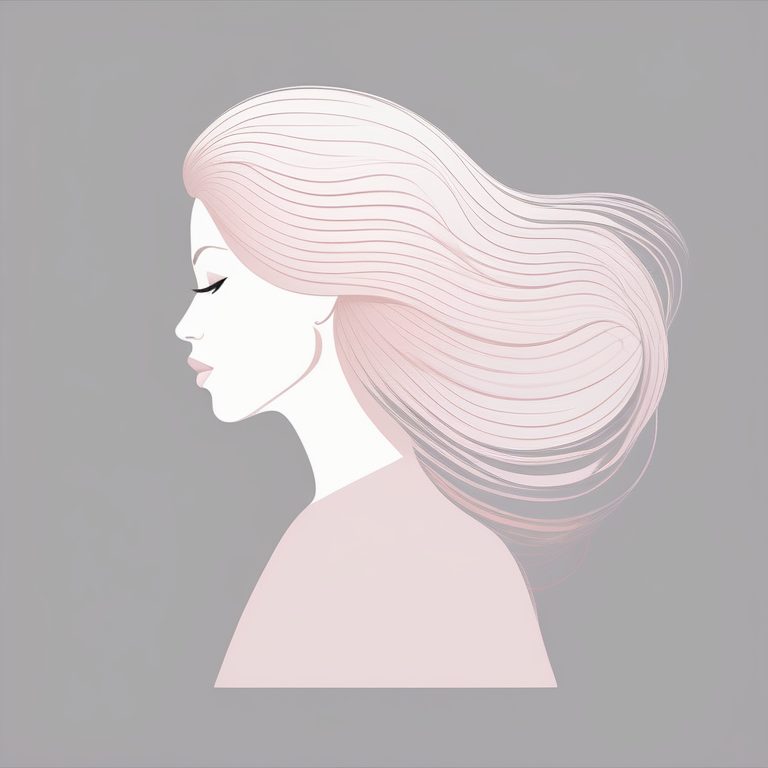 时尚极简-女孩侧脸剪影插画