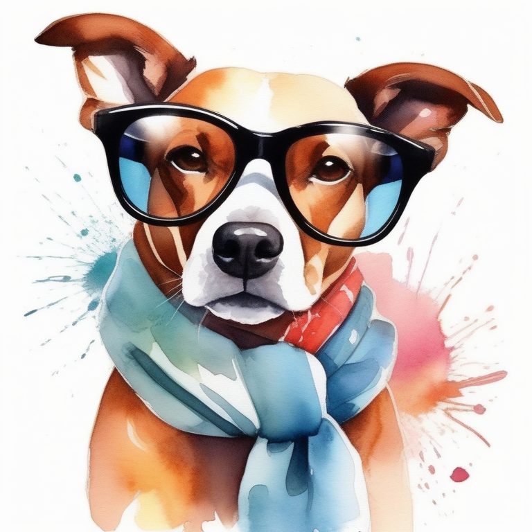 时尚水彩狗狗肖像海报