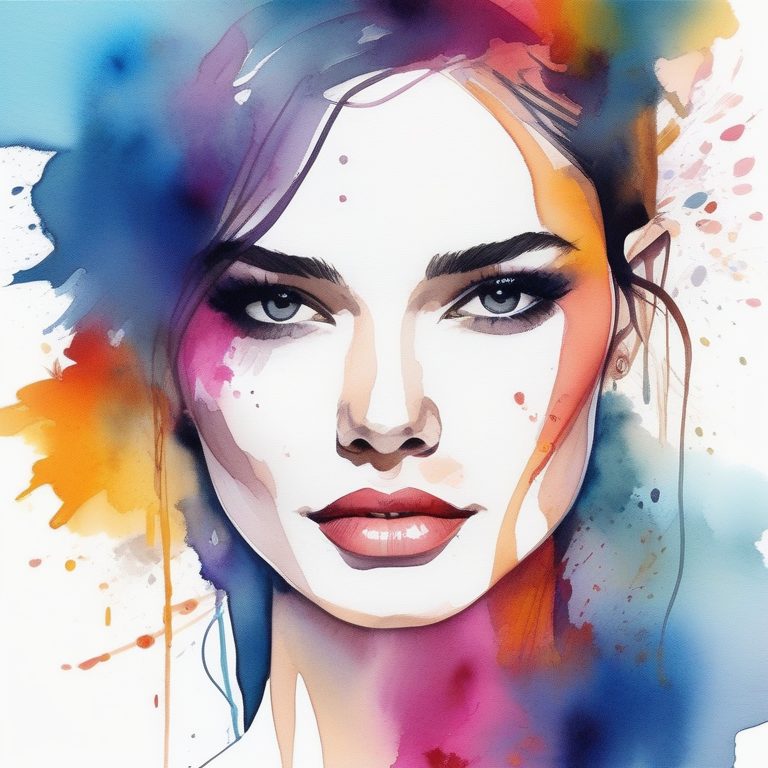 时尚水彩肖像抽象混合风格