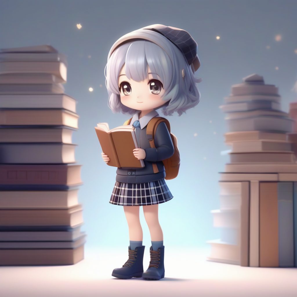 时尚学院风Q版女孩:动态姿势与柔和工作室光照渲染