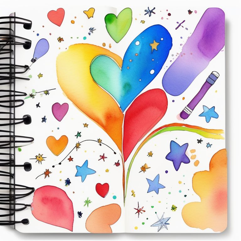 手绘涂鸦极简彩虹日志页