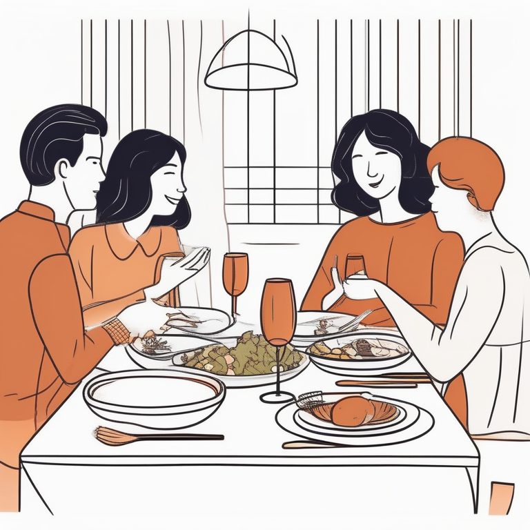 手绘温馨家庭聚会