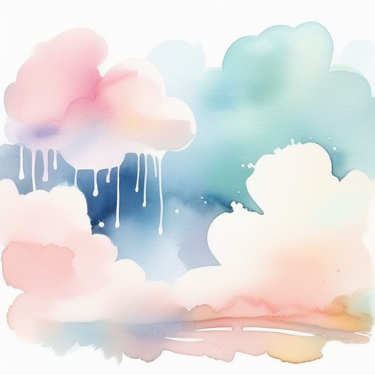 水彩滴墨浪漫天空风景